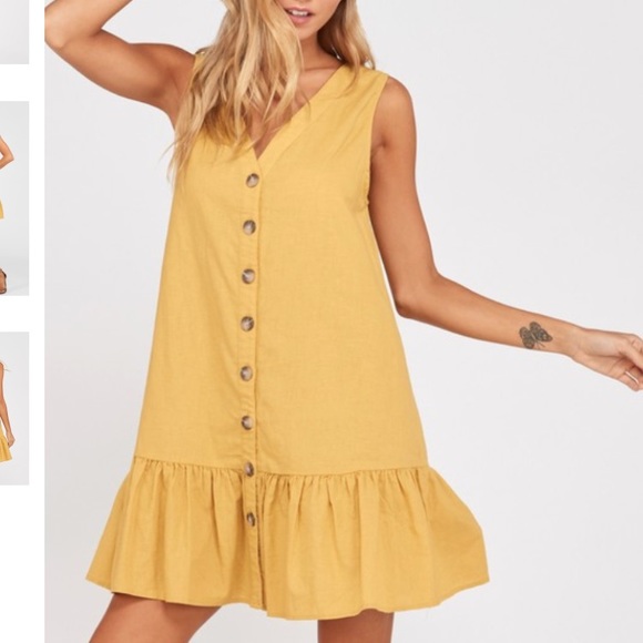 NWOT mustard button up dress - Picture 4 of 8